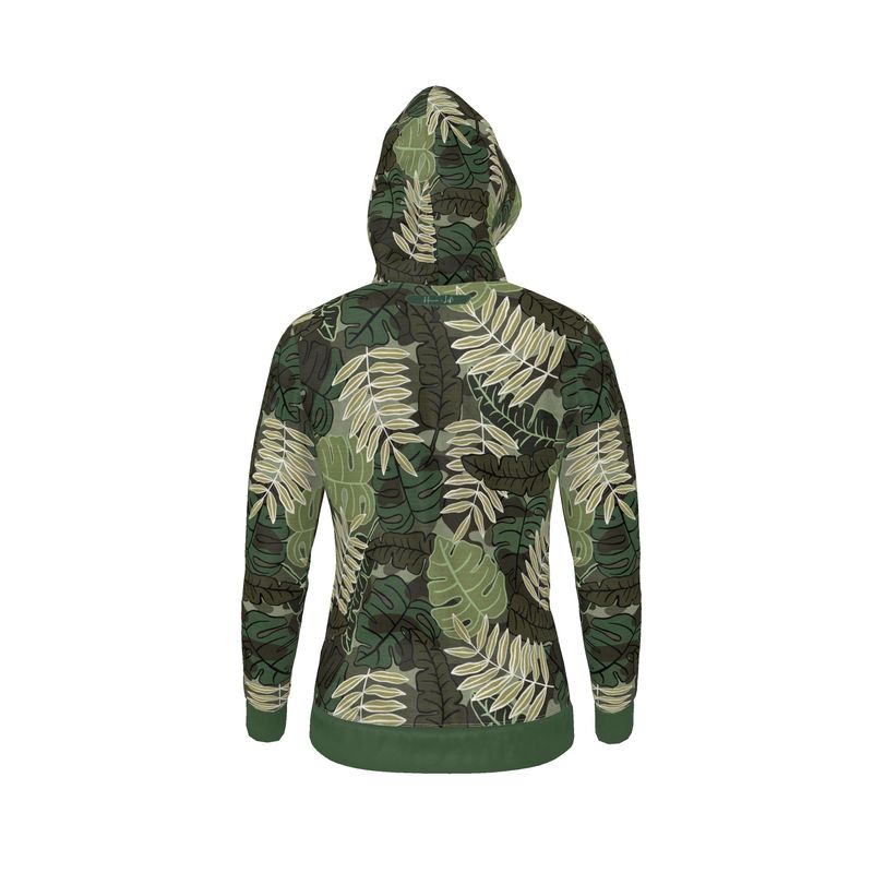 Women's Hoodie - Camo Leaves - Light Green