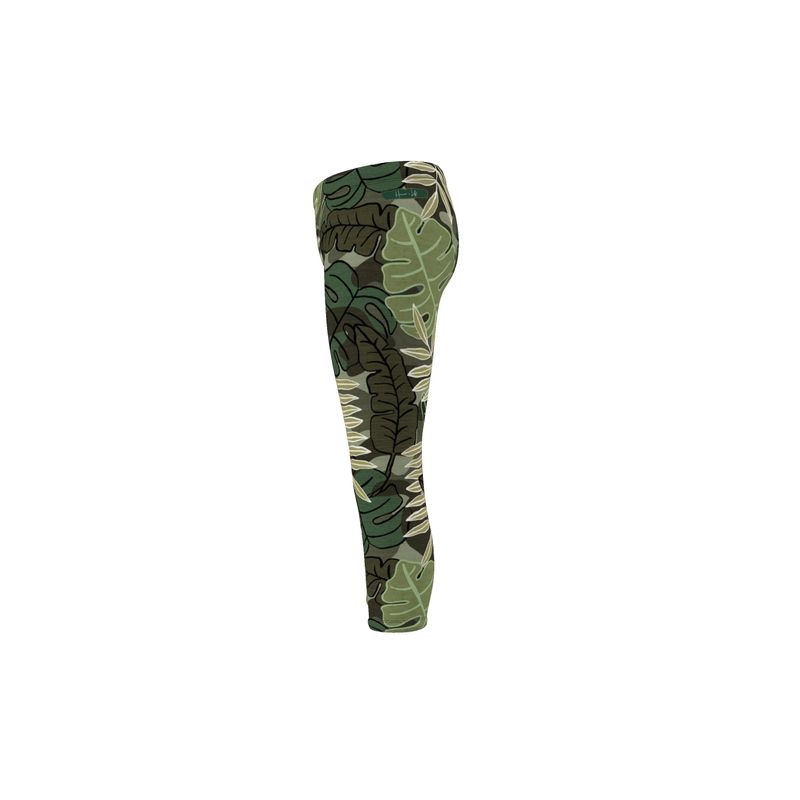 Women's Mid-Rise Capri Leggings - Camo Leaves - Light Green