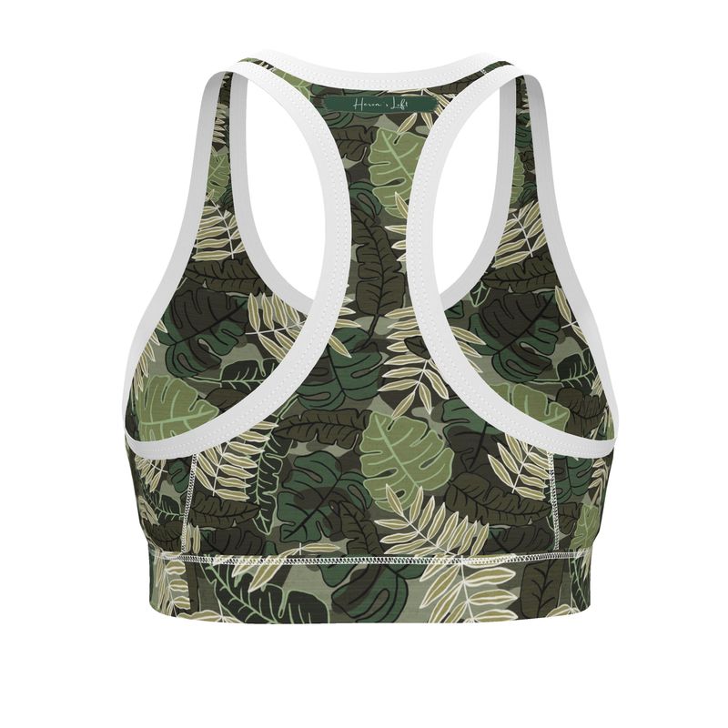 Women's Low Intensity Sports Bra - Camo Leaves - Light Green