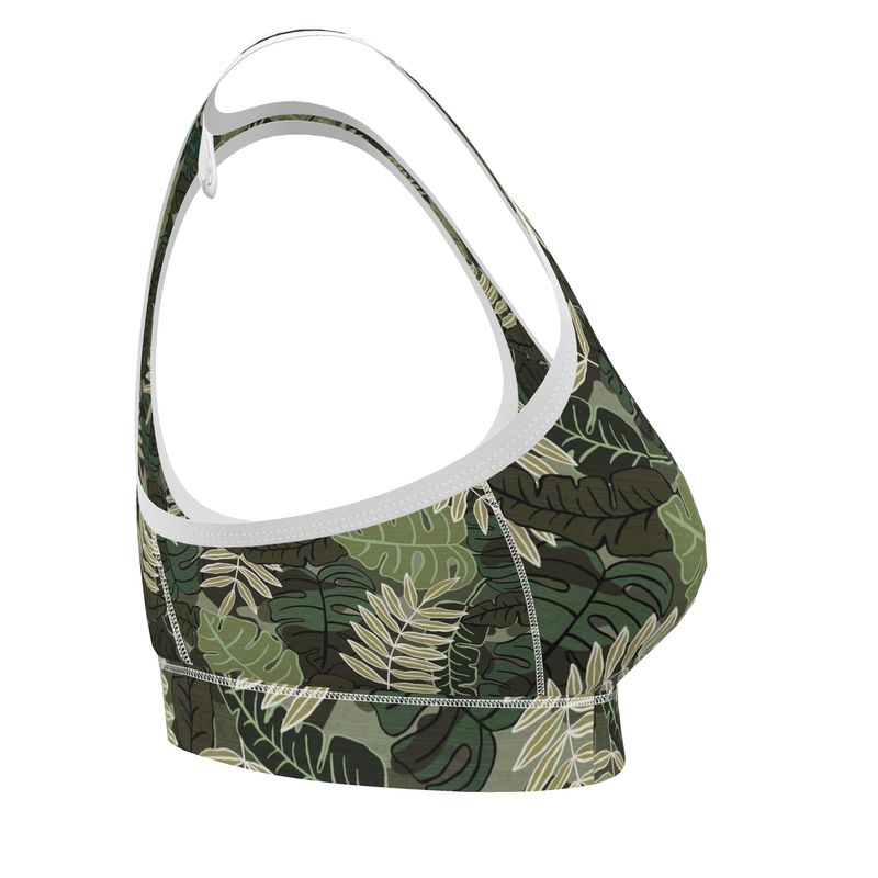 Women's Low Intensity Sports Bra - Camo Leaves - Light Green