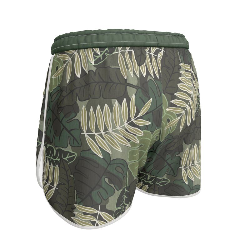 Women's Athletic Shorts - Camo Leaves -Sage Green