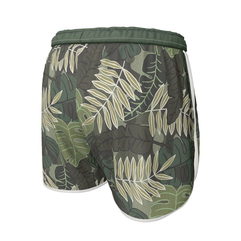 Women's Athletic Shorts - Camo Leaves -Sage Green