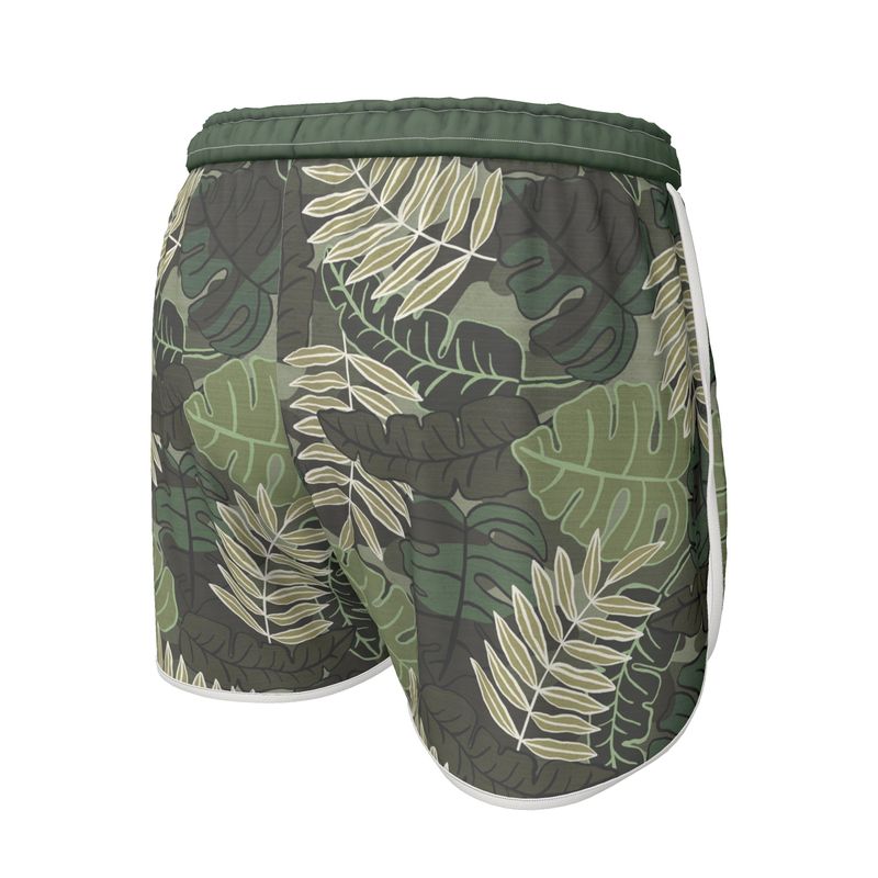 Women's Athletic Shorts - Camo Leaves - Light Green