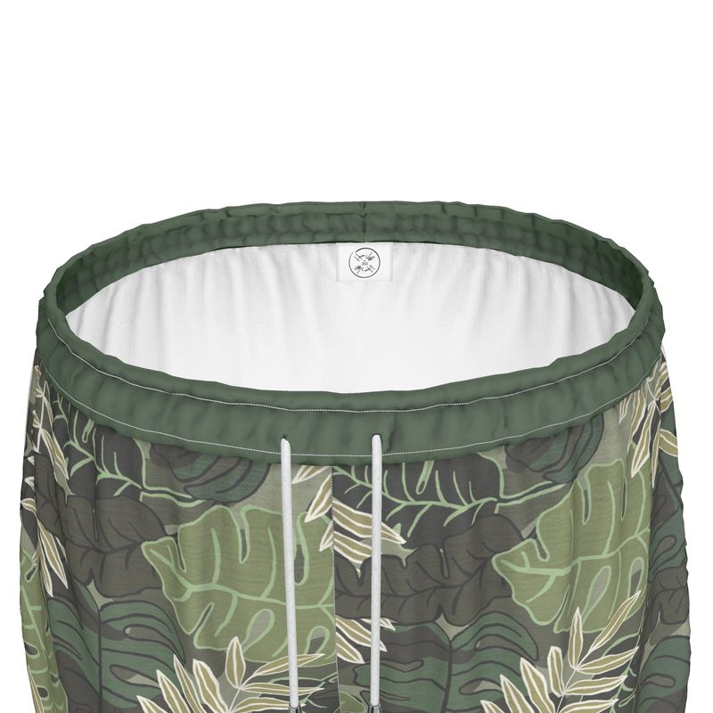 Women's Athletic Shorts - Camo Leaves - Light Green