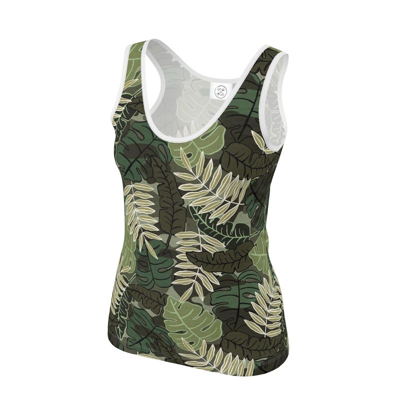 Women's Tank Top - Camo Leaves - Light Green