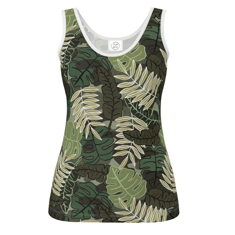 Women's Tank Top - Camo Leaves - Light Green