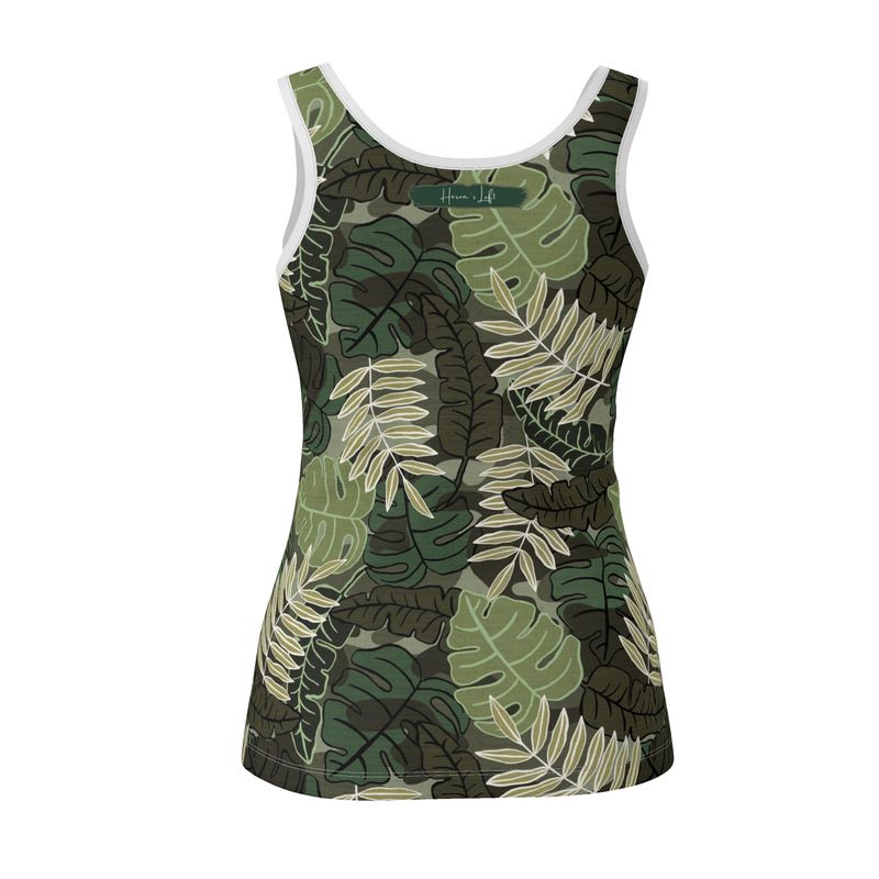 Women's Tank Top - Camo Leaves - Light Green