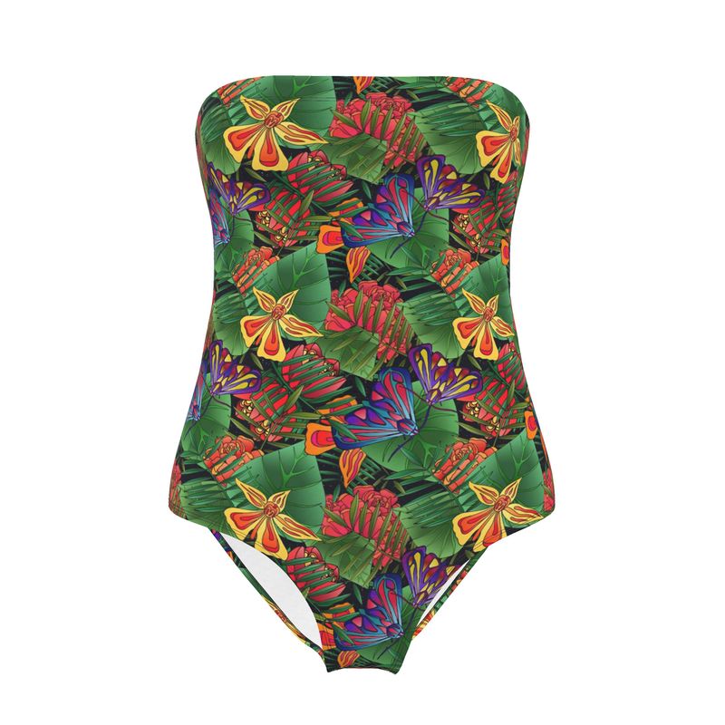 Women's Strapless Swimsuit - Jungle Flower