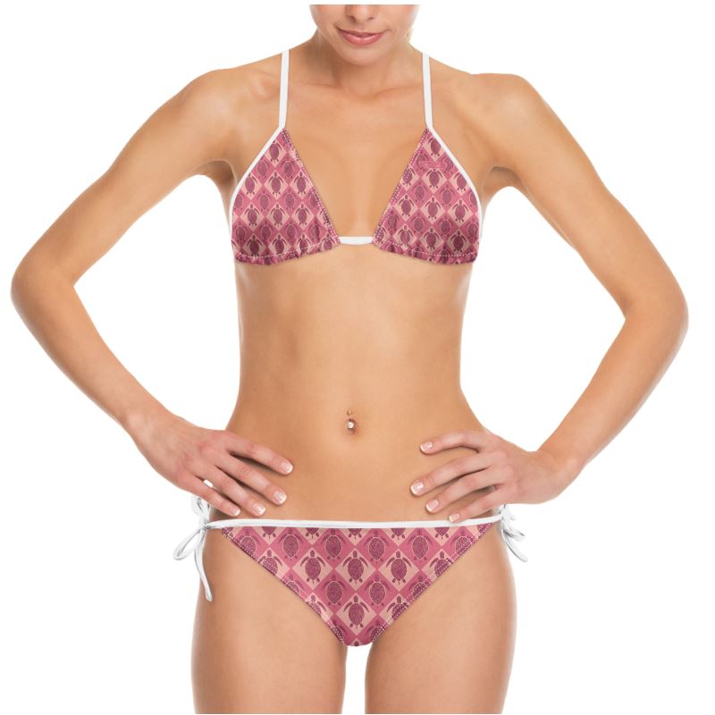 Women's String Bikini - Topo Turtles - Pink