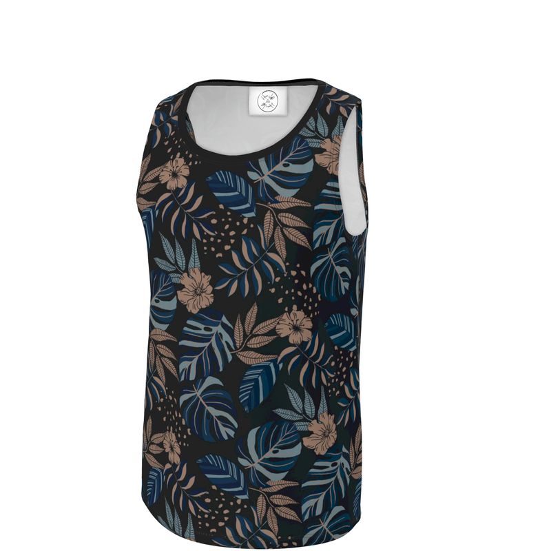 Men's Hybrid Tank Top - Midnight Monstera