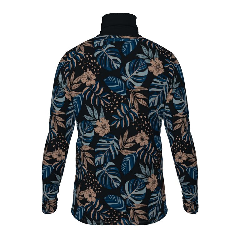 Men's High-Roll Turtle Neck - Midnight Monstera