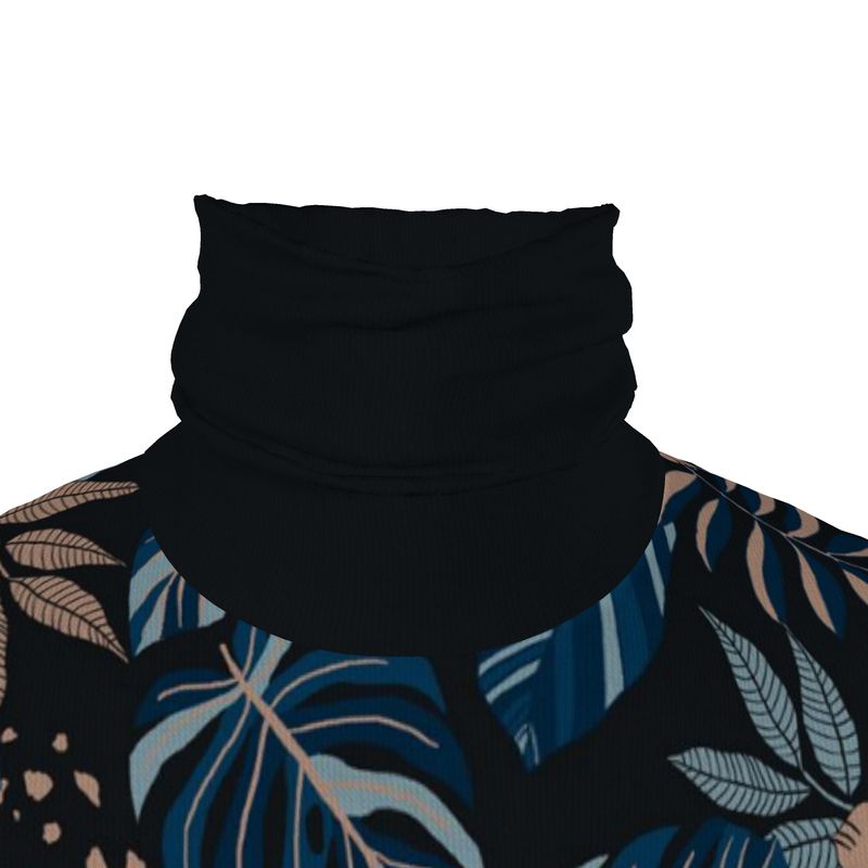 Men's High-Roll Turtle Neck - Midnight Monstera