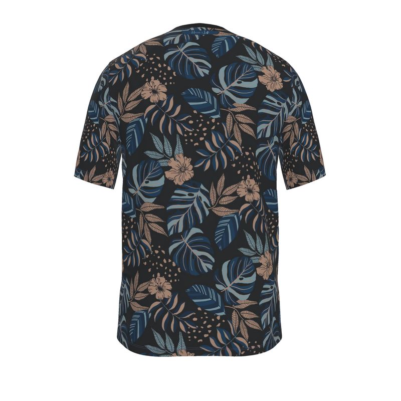 Men's Athletic Crew Neck T-Shirt - Midnight Monstera