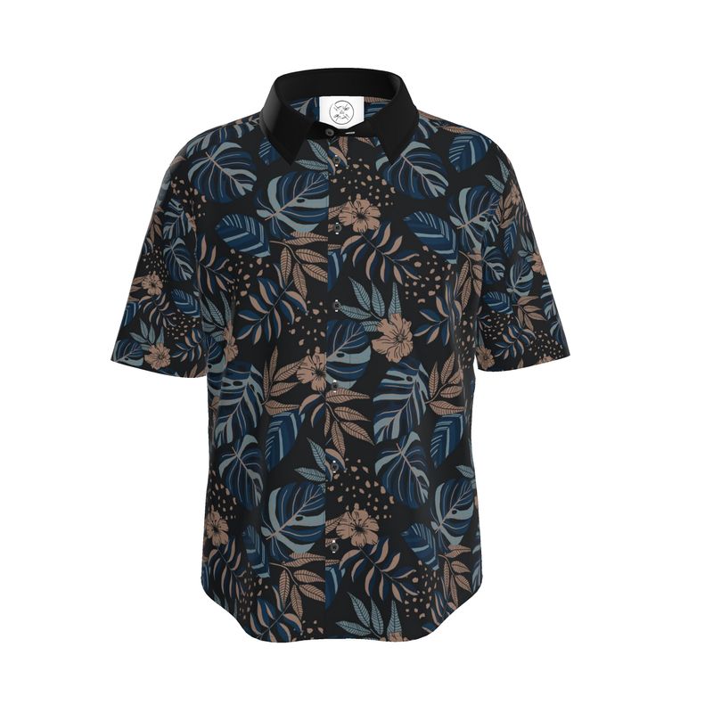 Men's Button-Up Dress Shirt - Midnight Monstera