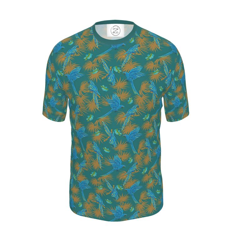 Men's Athletic Crew Neck T-Shirt - Tropical Macaw - Sea Foam Green