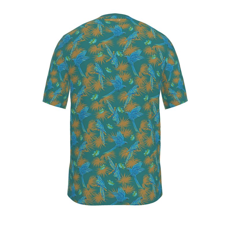 Men's Athletic Crew Neck T-Shirt - Tropical Macaw - Sea Foam Green