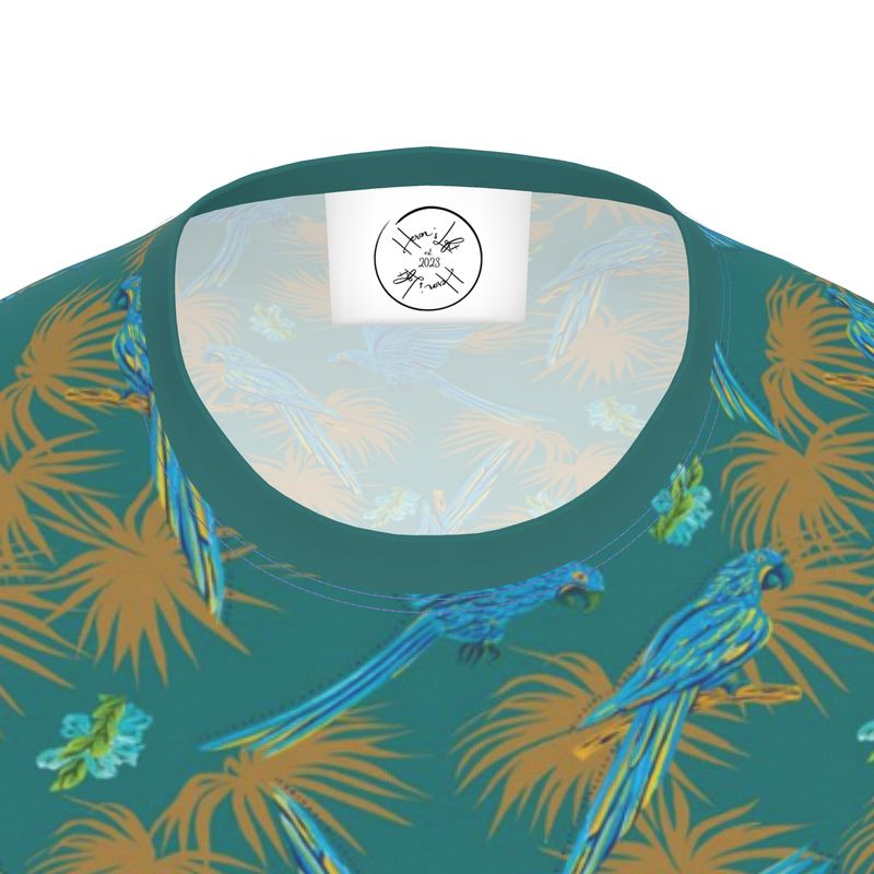 Men's Athletic Crew Neck T-Shirt - Tropical Macaw - Sea Foam Green