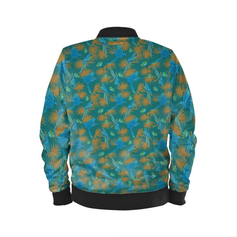 Men's Bomber Jacket - Tropical Macaw - Sea Foam Green