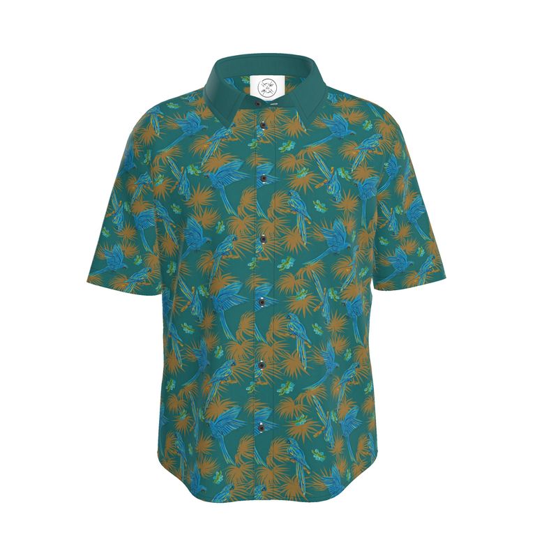 Men's Button-Up Dress Shirt - Tropical Macaw - Sea Foam Green