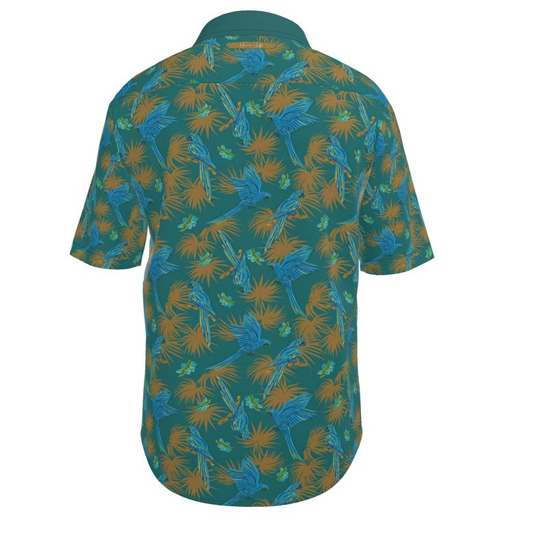 Men's Button-Up Dress Shirt - Tropical Macaw - Sea Foam Green