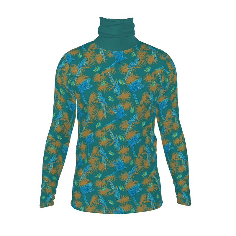 Men's High-Roll Turtle Neck - Tropical Macaw - Sea Foam Green