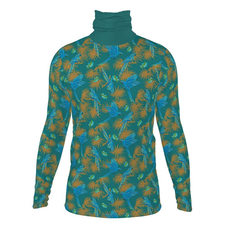 Men's High-Roll Turtle Neck - Tropical Macaw - Sea Foam Green