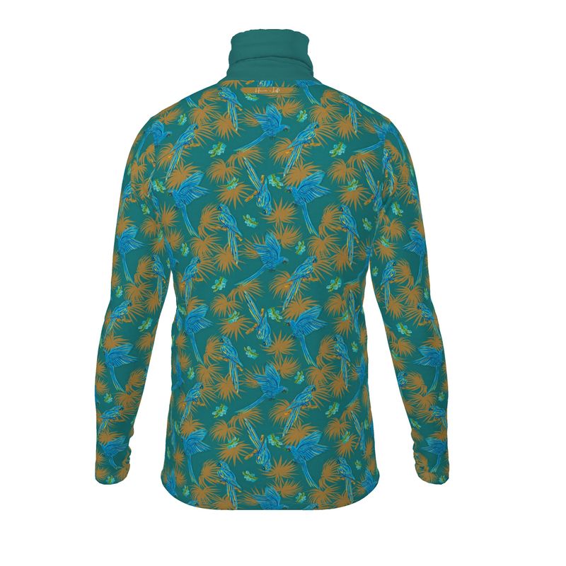 Men's High-Roll Turtle Neck - Tropical Macaw - Sea Foam Green