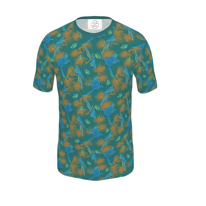 Men's Athletic V-Neck T-Shirt - Tropical Macaw - Sea Foam Green