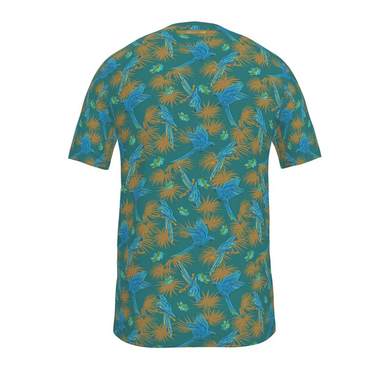 Men's Athletic V-Neck T-Shirt - Tropical Macaw - Sea Foam Green