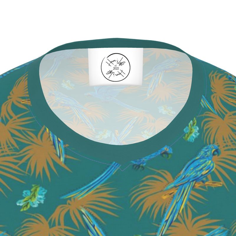 Men's Athletic V-Neck T-Shirt - Tropical Macaw - Sea Foam Green