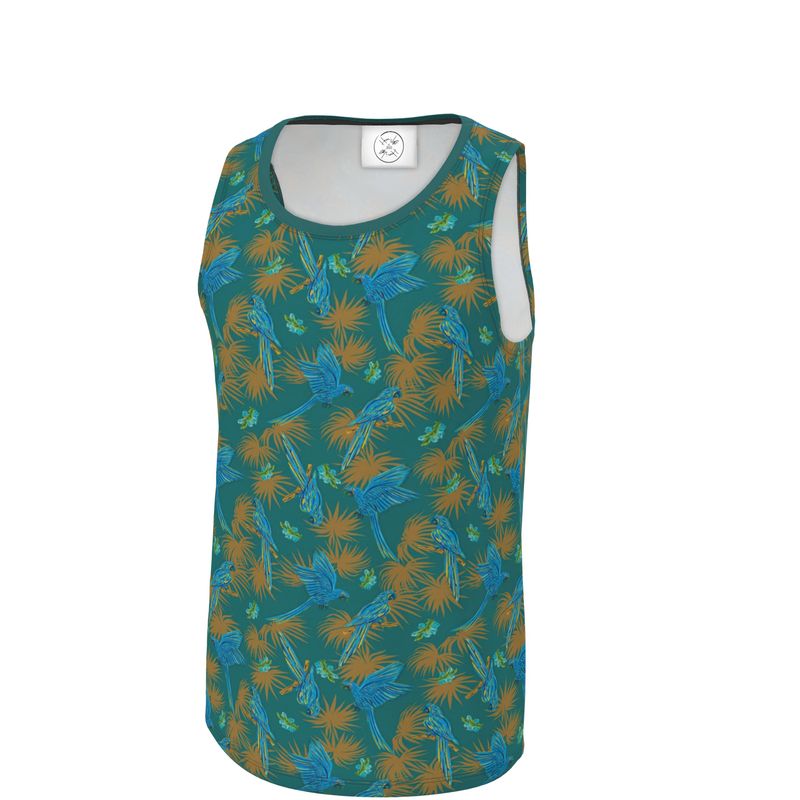 Men's Hybrid Tank Top - Tropical Macaw - Sea Foam Green