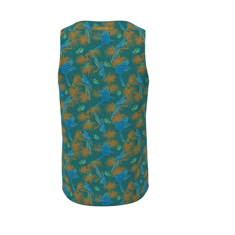 Men's Hybrid Tank Top - Tropical Macaw - Sea Foam Green