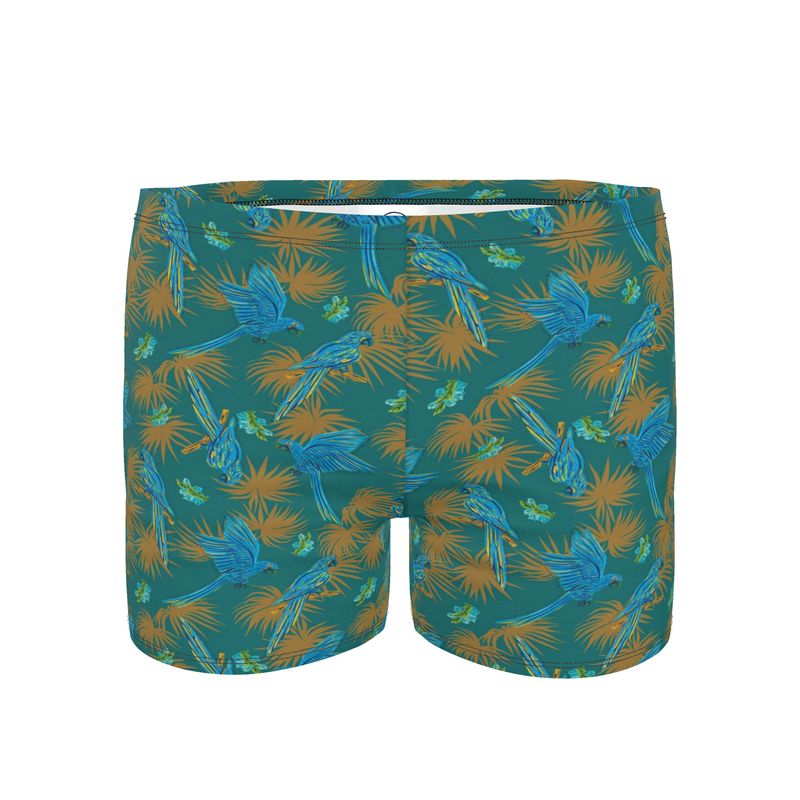 Men's Swim Trunks - Tropical Macaw - Sea Foam Green