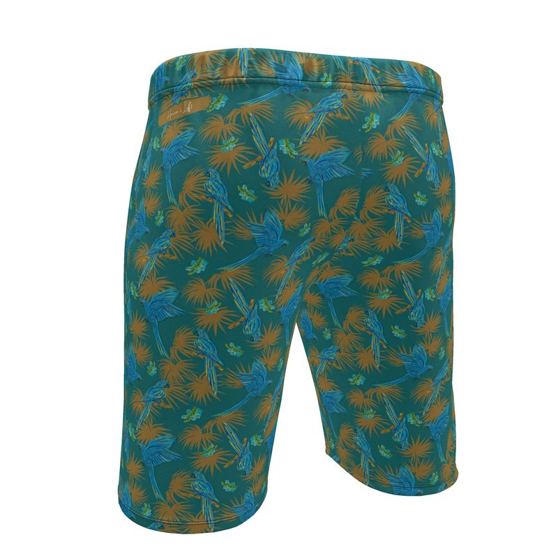 Men's Gym Shorts - Tropical Macaw - Sea Foam Green