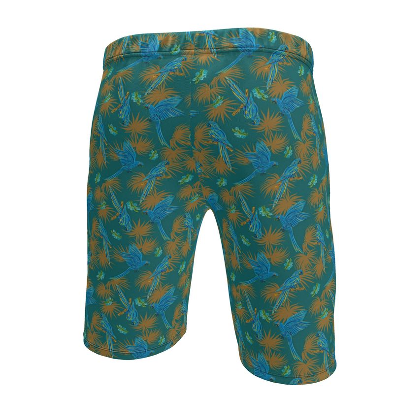 Men's Gym Shorts - Tropical Macaw - Sea Foam Green