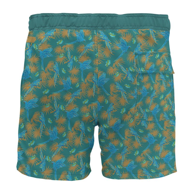 Men's Board Shorts - Tropical Macaw - Sea Foam Green