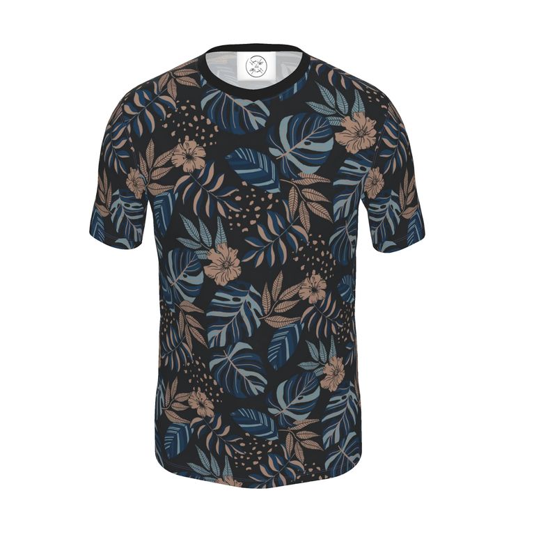 Men's Athletic V-Neck T-Shirt - Midnight Monstera