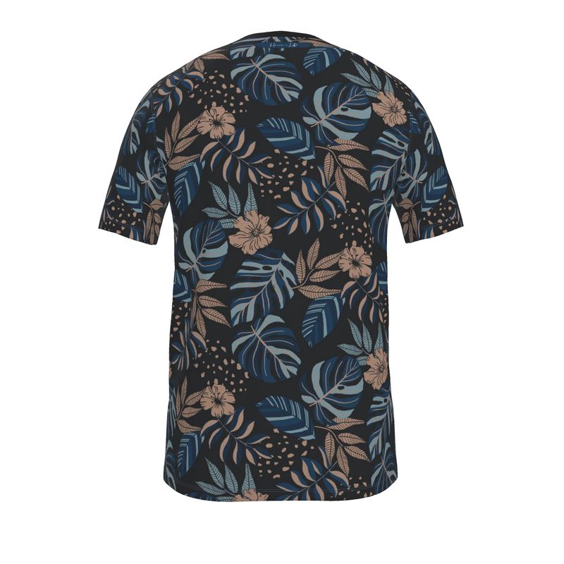 Men's Athletic V-Neck T-Shirt - Midnight Monstera