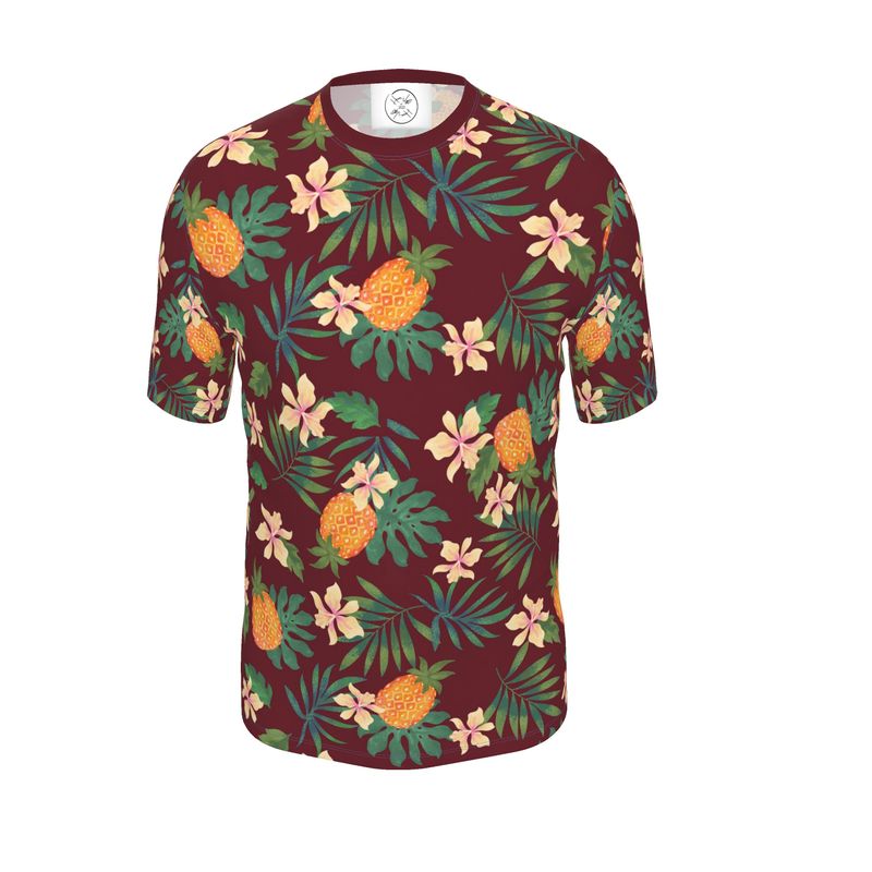 Men's Athletic Crew Neck T-Shirt - Pineapple Paradise - Burgundy