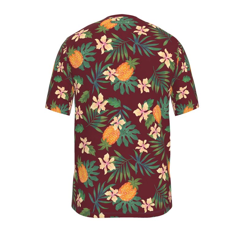 Men's Athletic Crew Neck T-Shirt - Pineapple Paradise - Burgundy