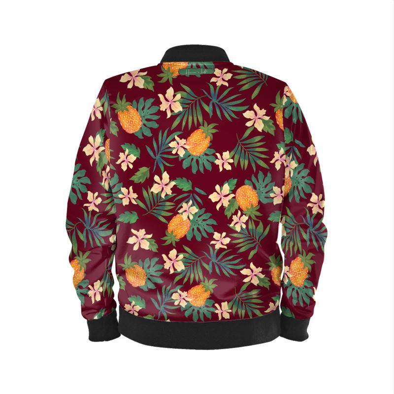 Men's Bomber Jacket - Pineapple Paradise - Burgundy