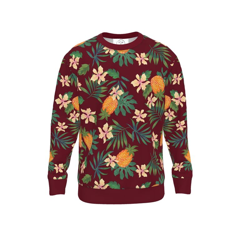 Men's Lightweight Sweater - Pineapple Paradise - Burgundy