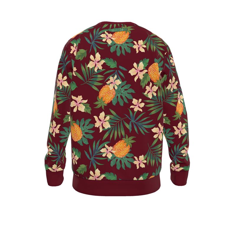 Men's Lightweight Sweater - Pineapple Paradise - Burgundy