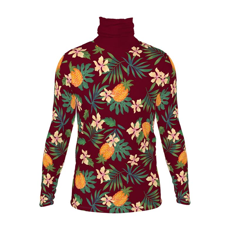 Men's High-Roll Turtle Neck - Pineapple Paradise - Burgundy