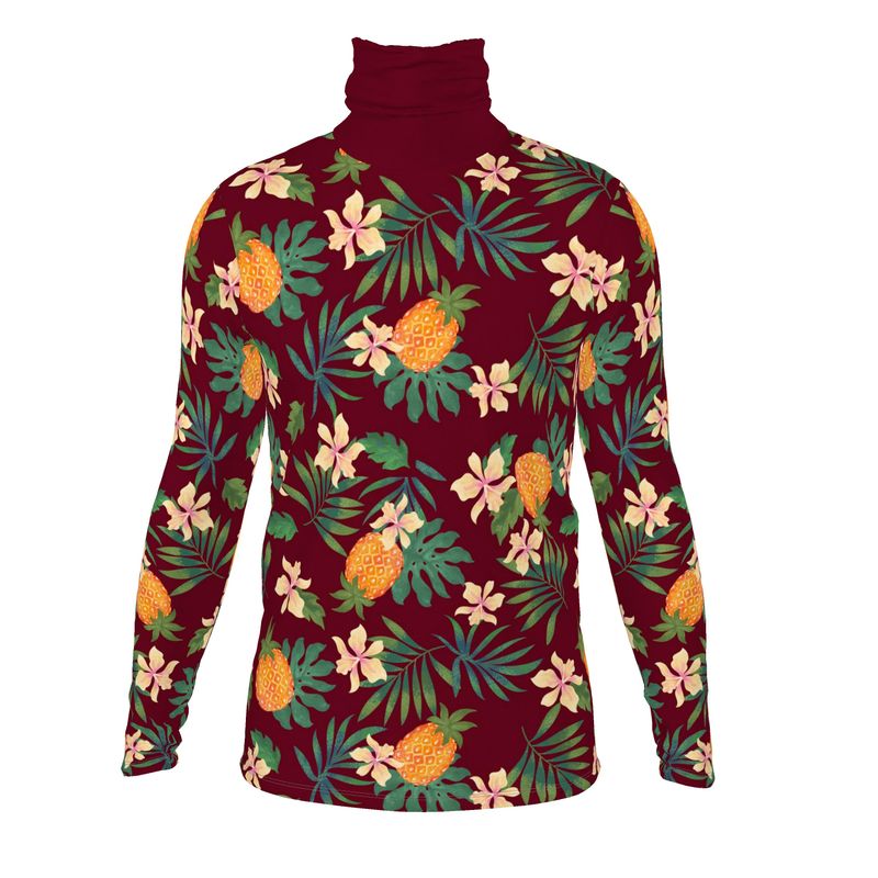 Men's High-Roll Turtle Neck - Pineapple Paradise - Burgundy