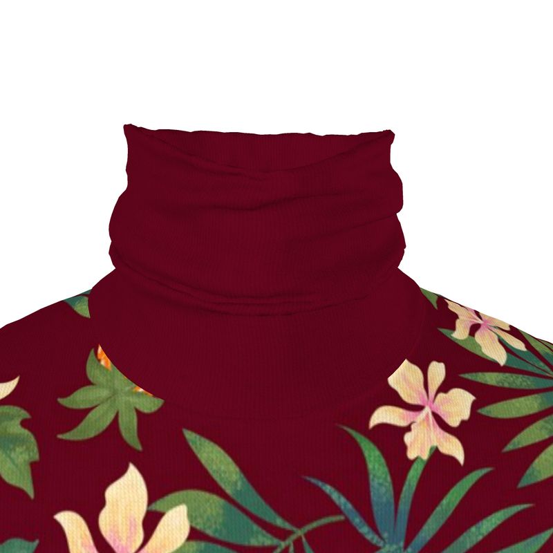 Men's High-Roll Turtle Neck - Pineapple Paradise - Burgundy