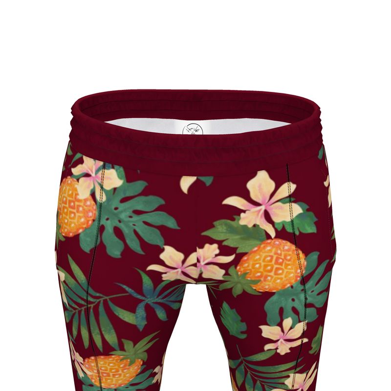 Men's Track Pants - Pineapple Paradise - Burgundy