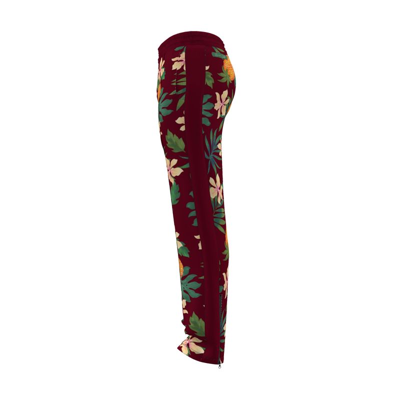 Men's Track Pants - Pineapple Paradise - Burgundy