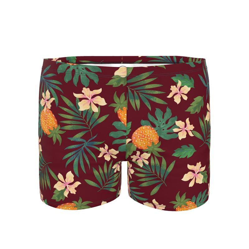 Men's Swim Trunks - Pineapple Paradise - Burgundy