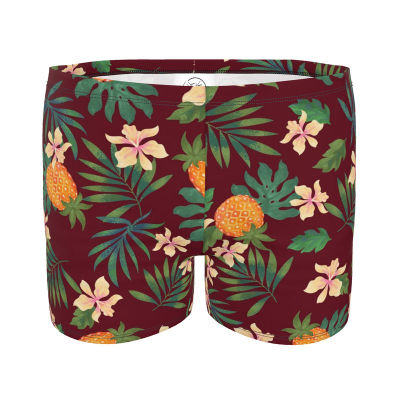 Men's Swim Trunks - Pineapple Paradise - Burgundy